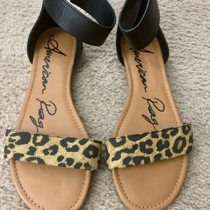 Two-Piece Leopard Print & Black Sandals